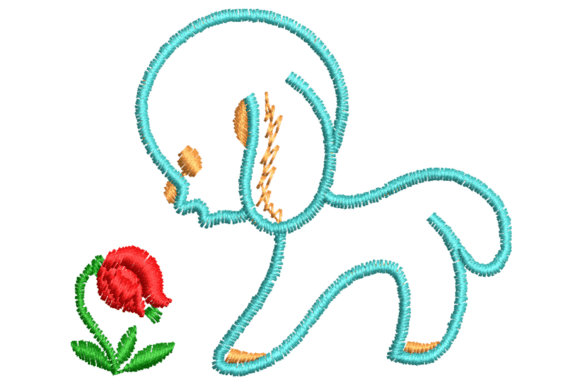 Cute Puppy with Rose Embroidery Design