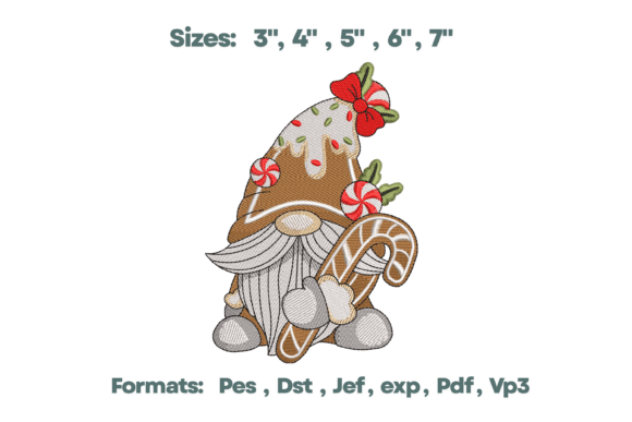 Gingerbread Gnome Drip Hat Embroidery